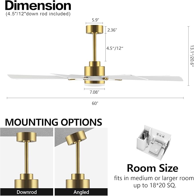 ELEHINSER 60 Inch Ceiling Fan - Image 5