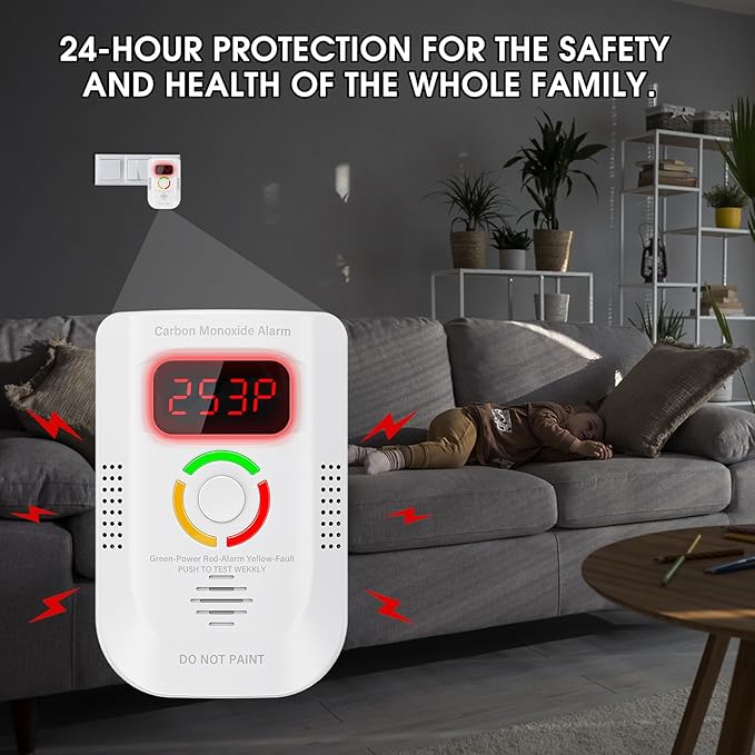 3 Pack Carbon Monoxide Detector, Plug-in Wall Carbon Monoxide Alarm, Portable - Image 7