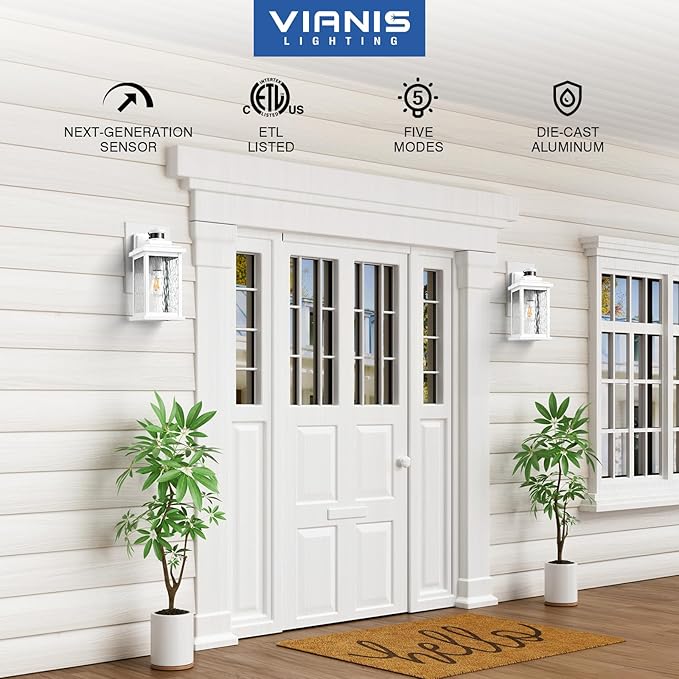 VIANIS Large Adjustable Sensitivity Motion Sensor Exterior Porch Lights - Image 5