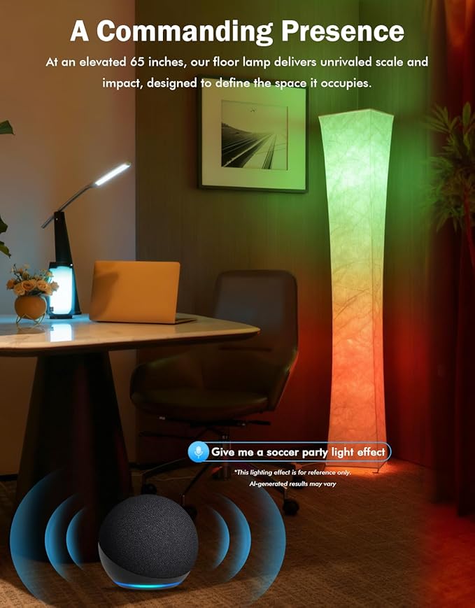 LEONC RGB+CCT Floor Lamp with Remote, 1800lm LED Tuya Smart 9W×2 Bulbs - Image 5