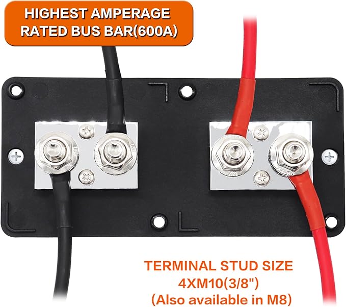AMOMD 600A 48V Bus Bar Box 4 Stud M10 High Current Tin Plated Copper - Image 4