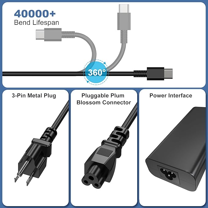QIOUZW 2025 New Slim 65W 60W USB C Laptop Charger Compatible - Image 2