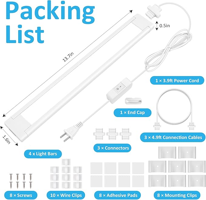 maylit Under Cabinet Lighting Plug in, Renter Friendly Lamp, Wired Indoor Lights - Image 7