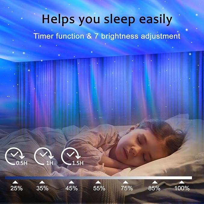 ELITUN Star and Aurora Night Light, Dual Effect Moon Galaxy Projector - Image 3