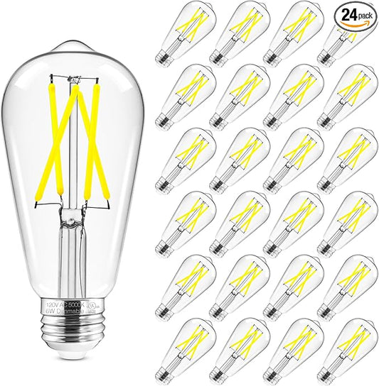 Hizashi Vintage LED Light Bulb Dimmable, 6W Equivalent 60W, 5000k Daylight by HIZASHI