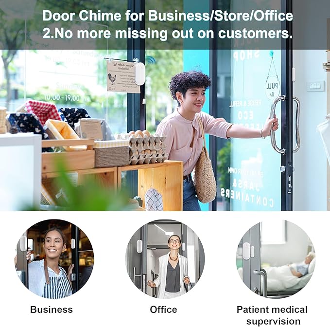 SanJie Wireless Door Chime Sensor, When Door Opens, Entry Alarm - Image 4