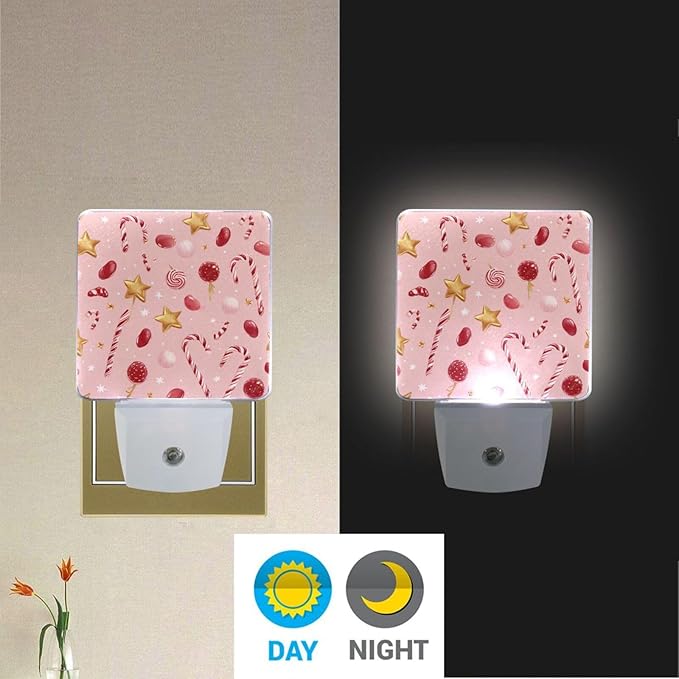 Pigsaly Led Night Light Gold Star Christmas Red White Candy Cane Lollipops - Image 5