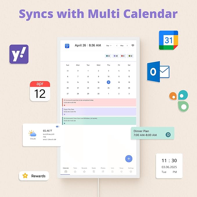 Digital Calendar 32 Inch Touch Screen, Electronic Wall & Desk Calendar Chore - Image 3