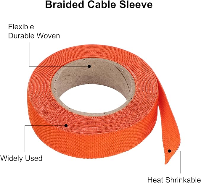 MECCANIXITY Braided Cable Sleeves Heat Shrinkable Fabric Sleeving, 5/8" 16ft - Image 4