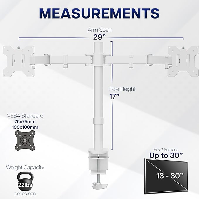 VIVO Dual Monitor Desk Mount, Heavy Duty Fully Adjustable Steel Stand, Holds 2 - Image 4