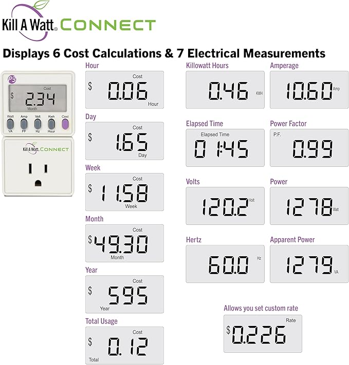Kill A Watt Connect P4498 Electricity Usage Monitor Power Consumption Meter - Image 4