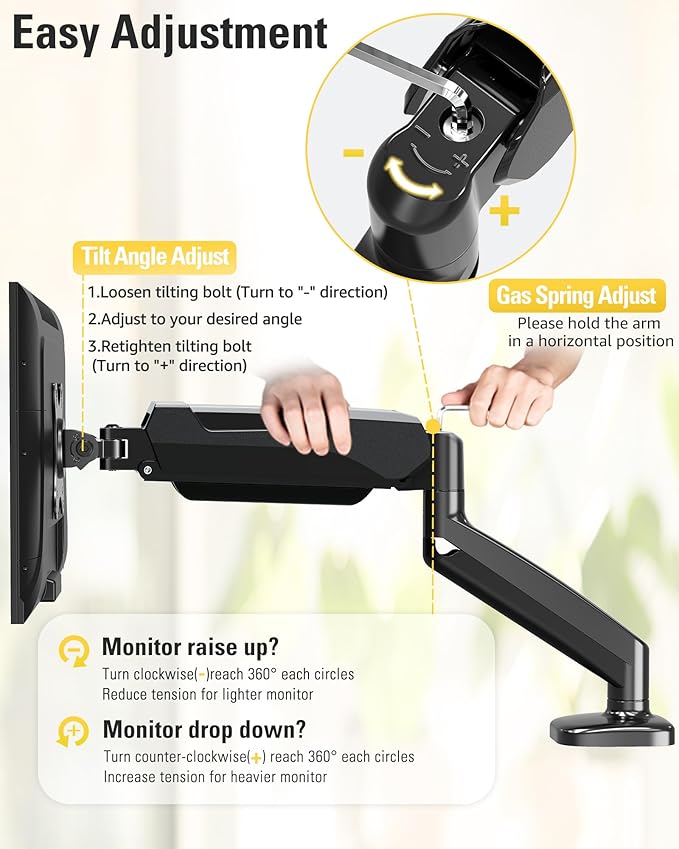 DreamAxis Single Monitor Mount, Gas Spring Monitor Arm - Image 6