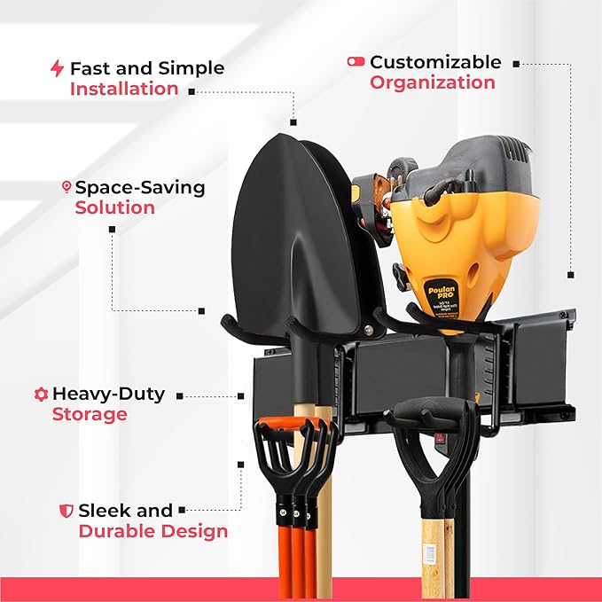 TIDYME Garage Wall Organizer | 64" Heavy-Duty Tool Storage Rack | Adjustable - Image 5