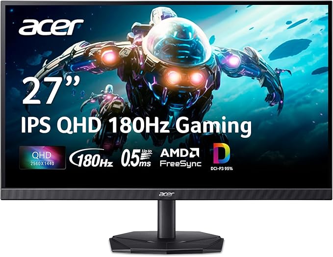 Acer Nitro 27 Inch QHD 2560 x 1440 IPS Gaming Monitor | AMD FreeSync | Up to by Acer