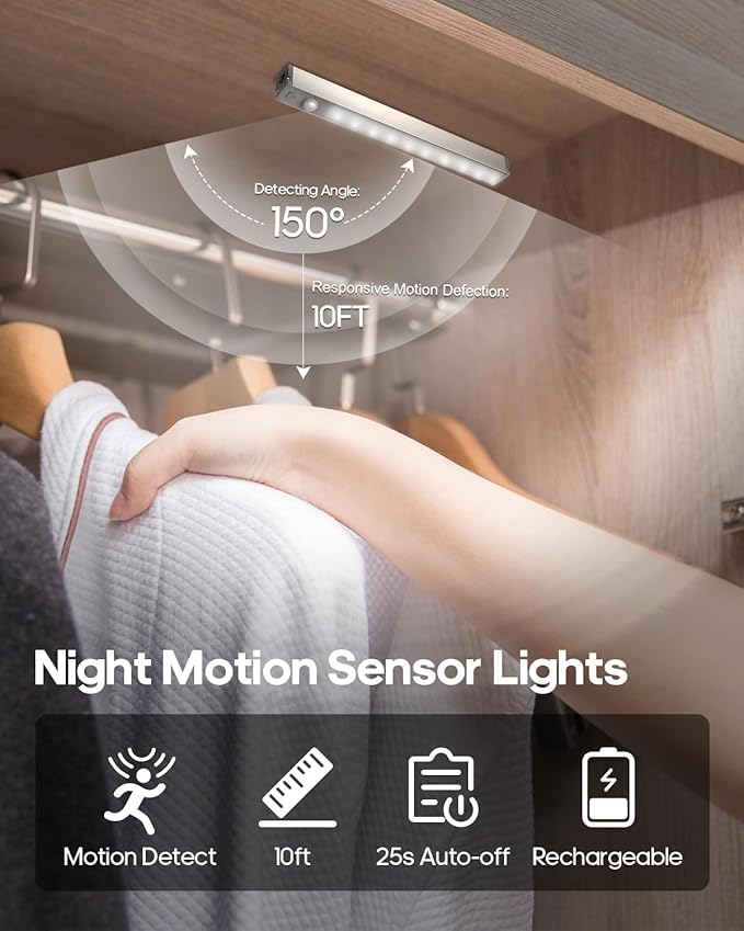 GOODEA Led Under Cabinet Lights Wireless, 7’’ Rechargeable Motion Sensor Light - Image 2