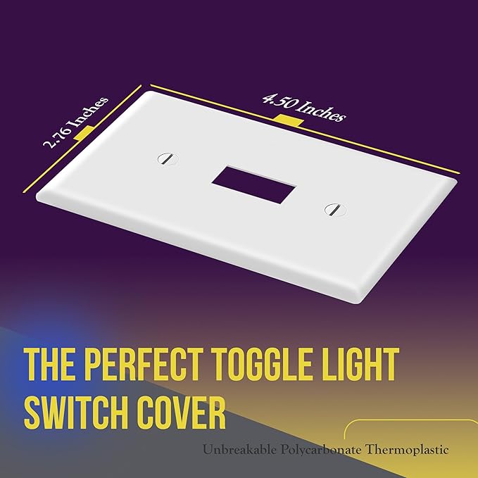 ENERLITES Light Switch Cover Plate, Toggle Wall Plate Cover, Size 1-Gang 4.50" - Image 2
