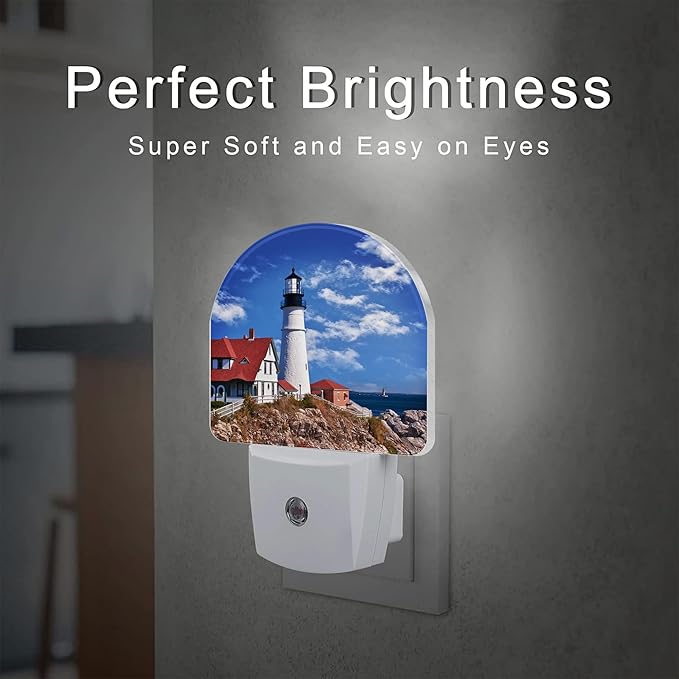 sndheke Beautiful White Lighthouse Night Light Plug into Wall, Ocean Seaside - Image 2