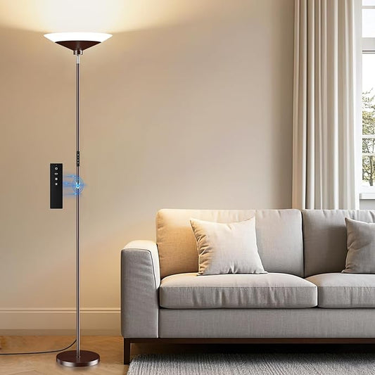 SIBRILLE Brown Torchiere Floor Lamp - 30W Dimmable LED Standing Lamp by SIBRILLE