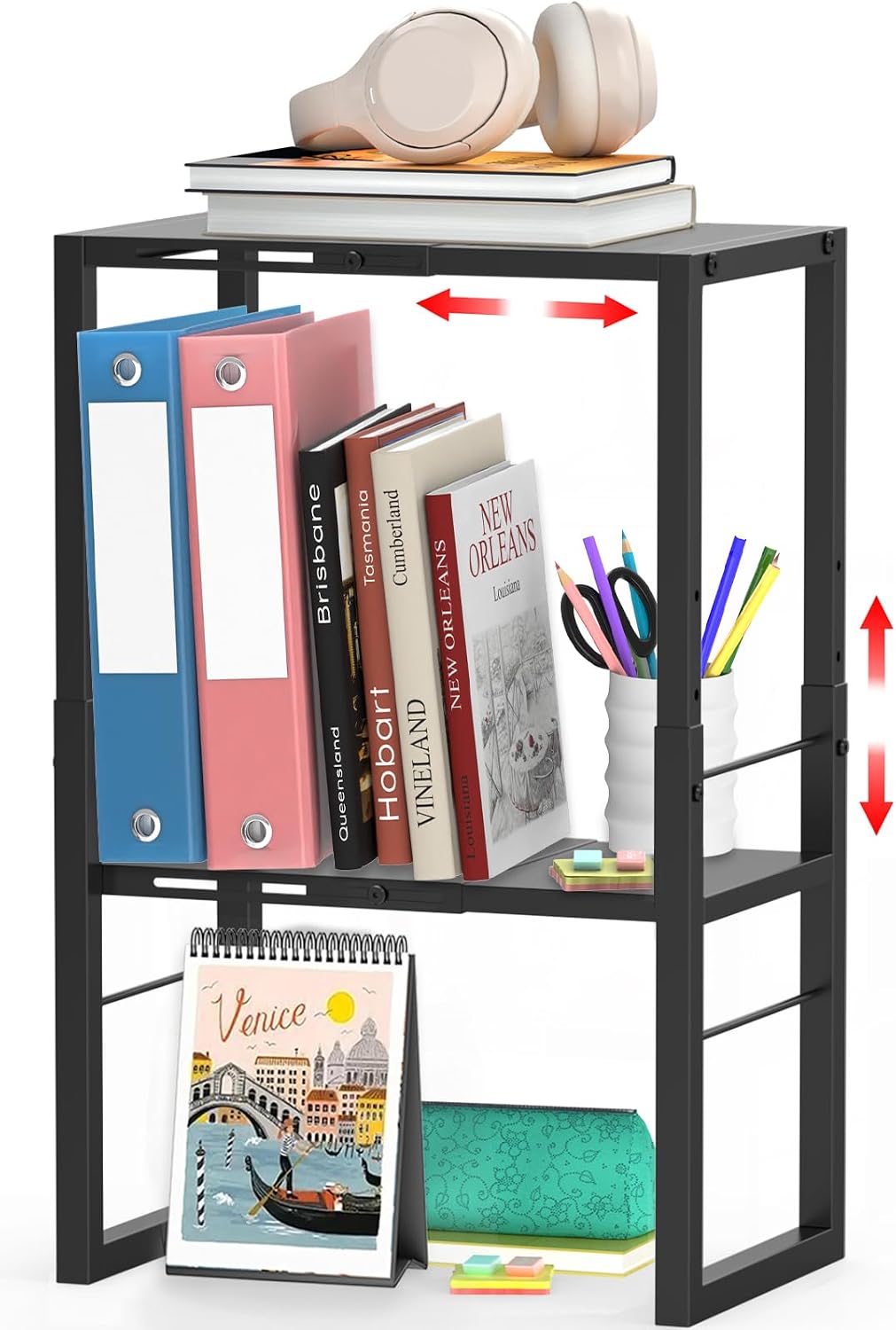 lidtop locker organizer shelf, metal adjustable width and, main product view