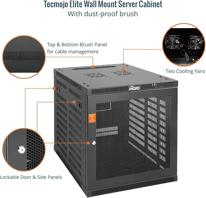 Tecmojo 12U Wall Mount Rack Cabinet, Heavy-Duty 176 Lbs High Load Capacity - Image 4