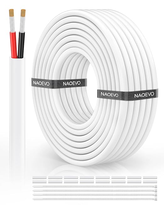 NAOVEO 18 Gauge Wire 2 Conductor Electrical Wire, 18 AWG Stranded PVC Tinned by NAOEVO