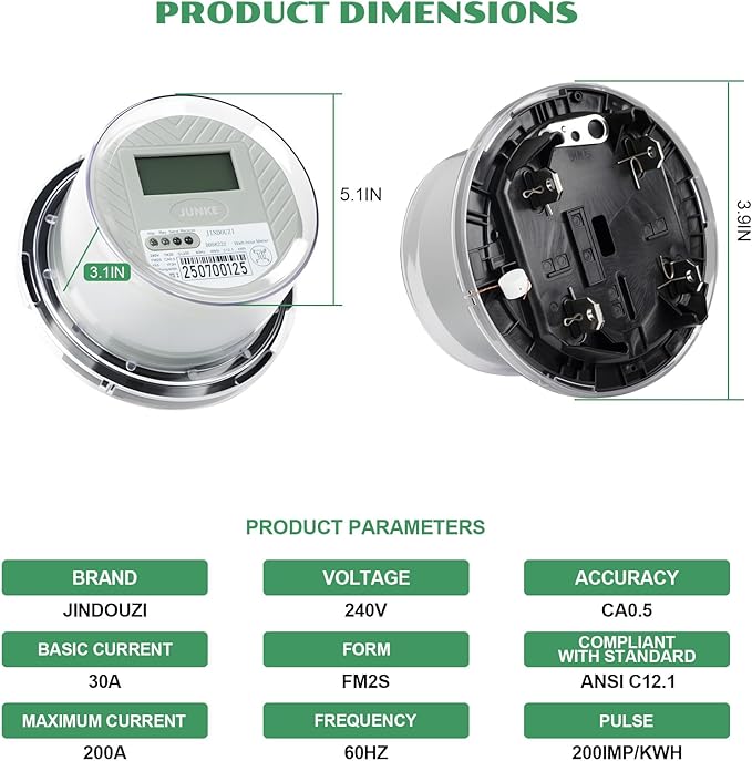 Digital Electric Meter for RV & Home, CL200 KWH Watt Meter for RV Pedestal & - Image 3