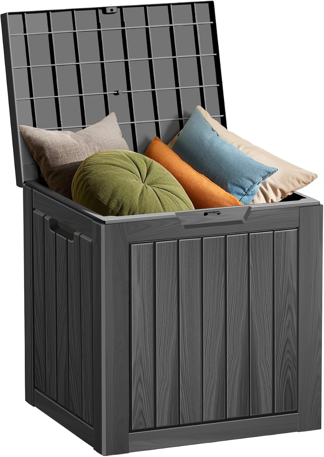 outdoor storage box waterproof, 35 gallon lockable resin, main product view
