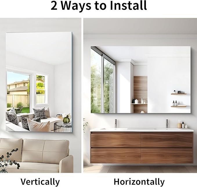 CILIBER Frameless Mirror, 60x40 Bathroom Mirrors - Image 6
