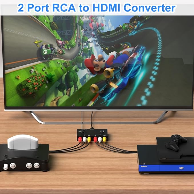 RuiPuo 2 Port RCA/AV to HDMI Converter Adapter Support 16:9/4:3 - Image 6