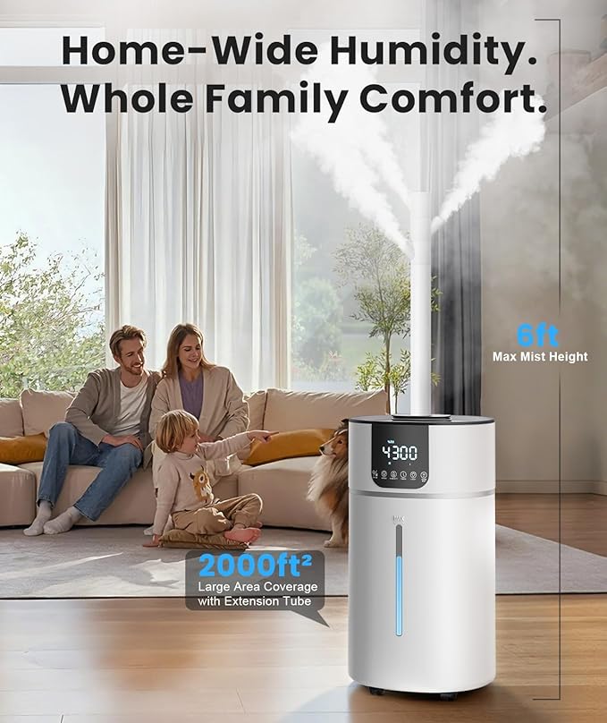 AreShark 4.2 Gal/16L Humidifier Large Room, Cool Warm Mist 2000ft² Whole House - Image 2