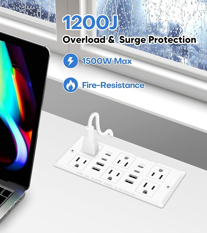 Recessed Power Strip with 45W USB C, Furniture Desk Flush Mount Outlet - Image 4