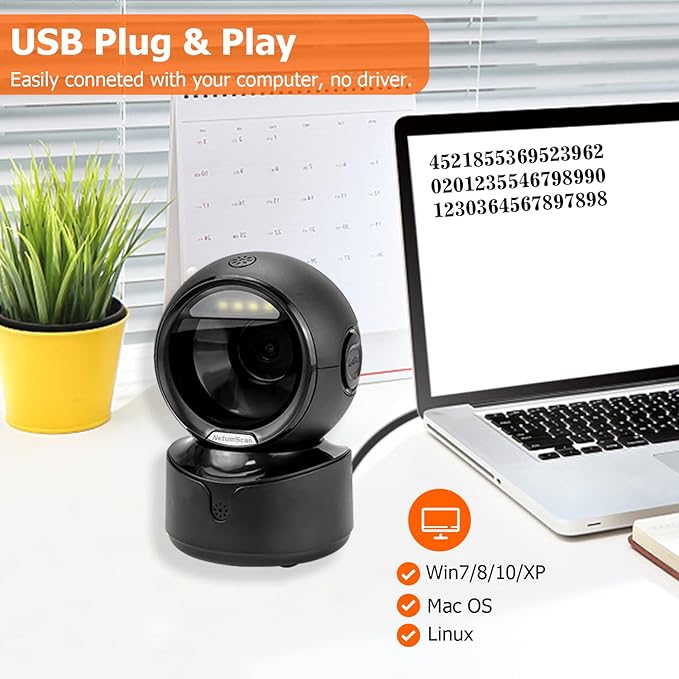 NetumScan Automatic Omnidirectional Desktop Barcode Scanner, Hands-Free USB - Image 8