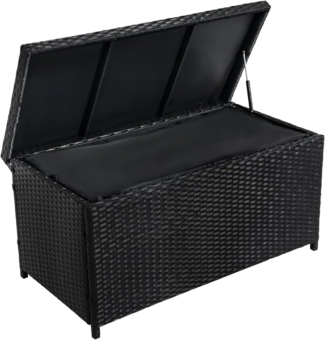 sundale 70 gallon black rattan deck storage box, main product view