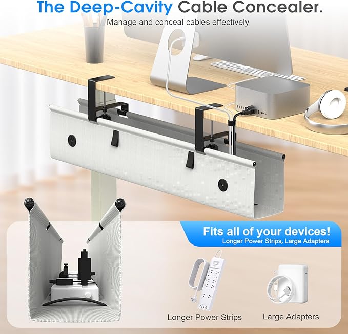 KIGJU Under Desk Cable Management Tray, 30-inch No-Drill Cord Organizer - Image 3
