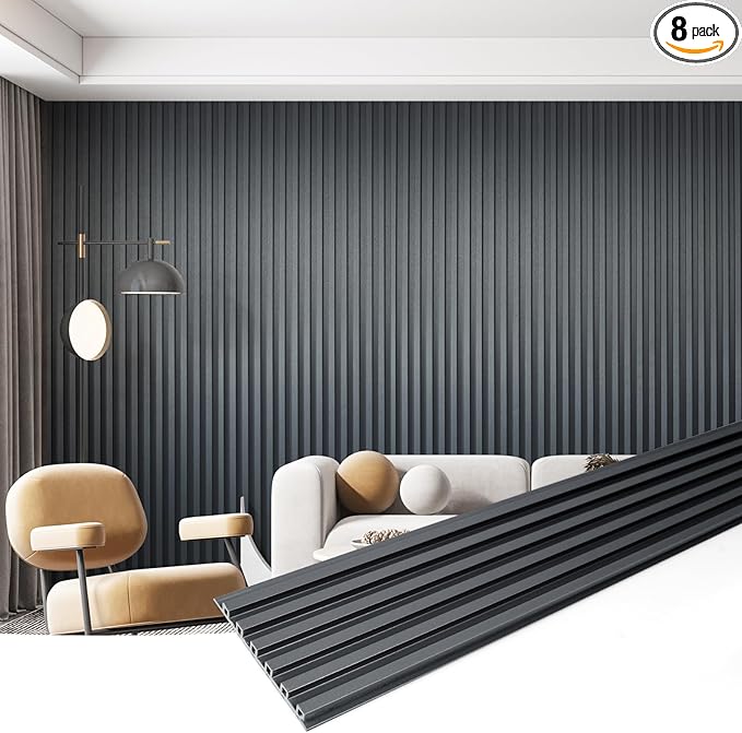 Art3dwallpanels Slat Wall Paneling, 8 Pack Fluted Textured Panel Wall Slats by Art3dwallpanels