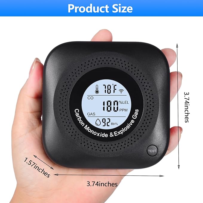Carbon Monoxide Detectors, 4-in-1 Natural Gas Leak Detector, Portable Carbon - Image 5