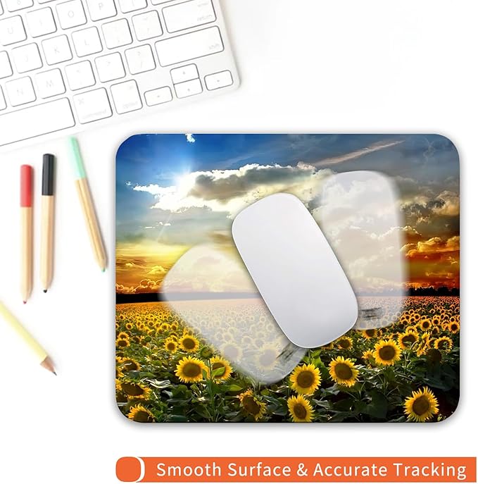 Armanza Square Mouse Pad Sunflower, Personalized Premium-Textured Custom Mouse - Image 4