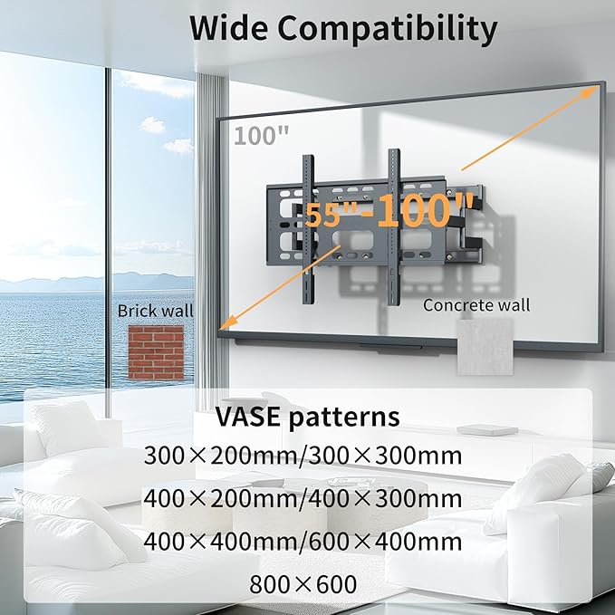 unho Heavy TV Wall Mount for 55 65 75 85 86 95 98 100 Inch TVs up to 264 lbs - Image 2
