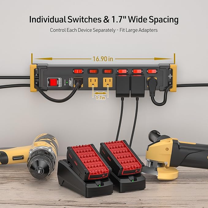 CRST 6 Outlets Heavy Duty Metal Power Strip - Image 2