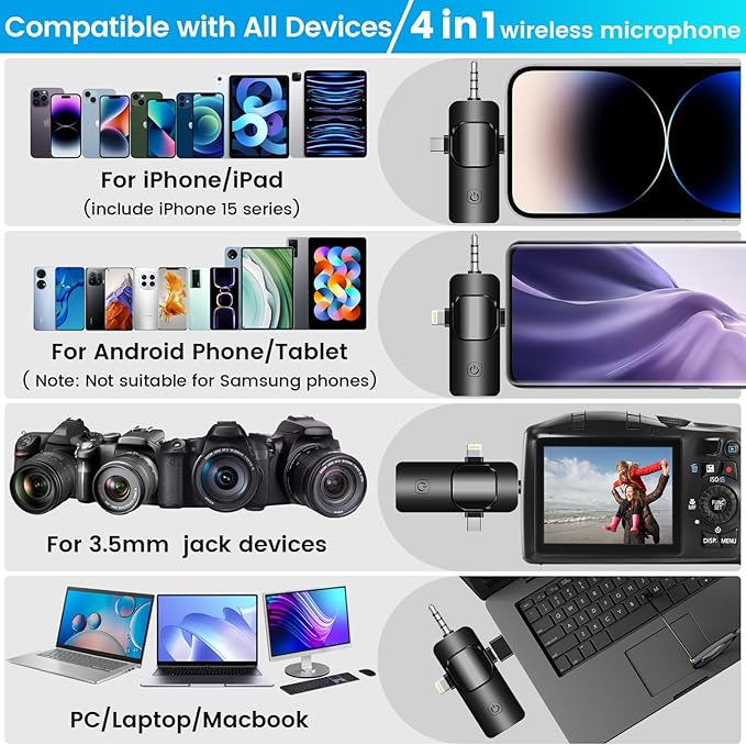 4 in 1 Wireless Lavalier Microphone - Image 2