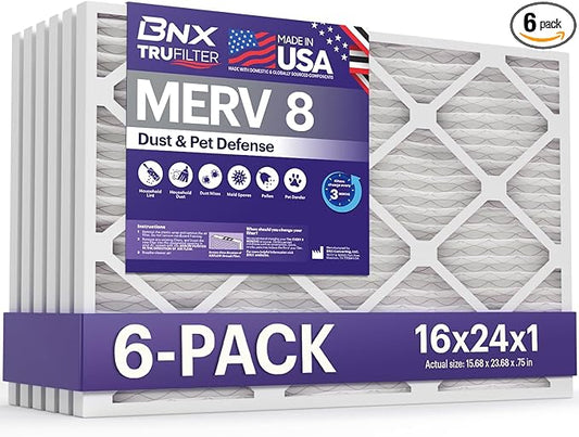 BNX TruFilter 16x24x1 Air Filter MERV 8 by BNX