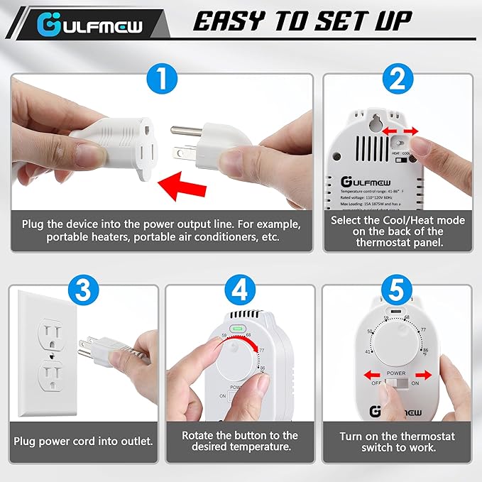 Plug in Thermostat for Heater, Thermostat Plug Outlet - Image 6
