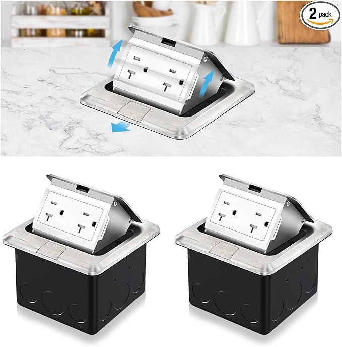 Vagueior Recessed Floor Electrical Outlet Kit, Waterproof Electrical Outlet by Vagueior