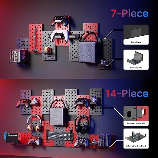 PEGZONE Controller and Headphone Holder Wall Mount, Modular Gaming Pegboard - Image 3
