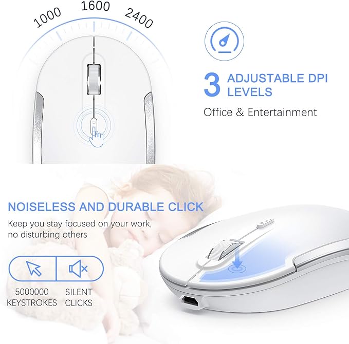 Wireless Keyboard and Mouse, Vssoplor 2.4GHz Rechargeable Compact Quiet - Image 5
