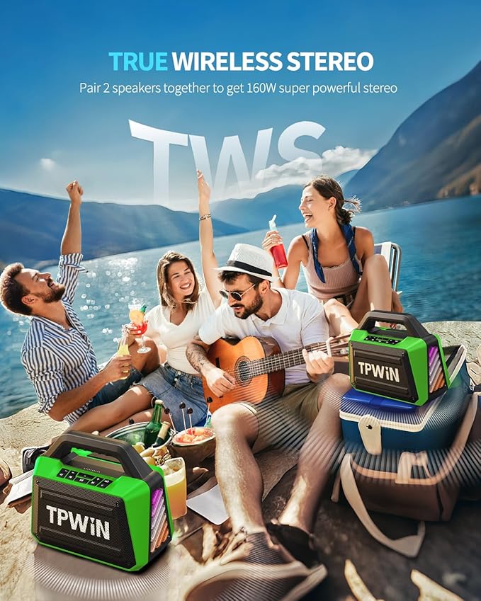 TPWIN Bluetooth Speaker - 80W Loud Rugged Outdoor Speakers - Image 6