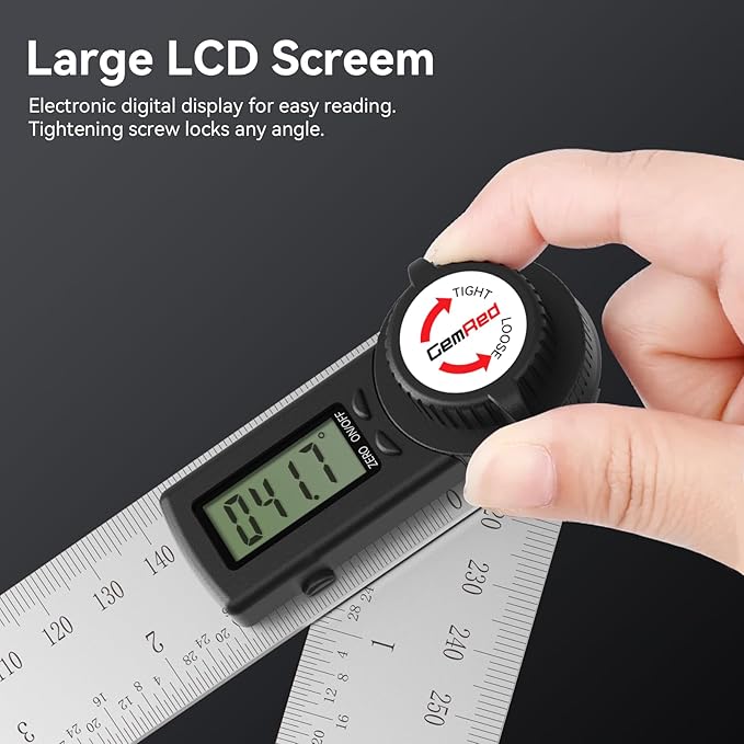 GemRed 82305 Digital Angle Finder GemRed Protractor Stainless steel 7inch 200mm - Image 5