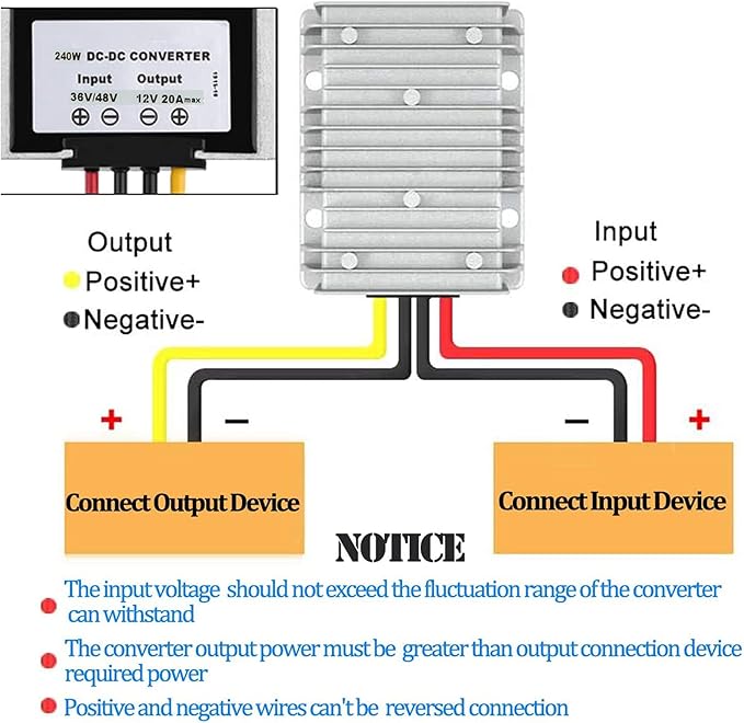 QJFCare Golf Cart DC/DC Converter Regulator 36V 48V Step Down to 12V 20A 240W - Image 2