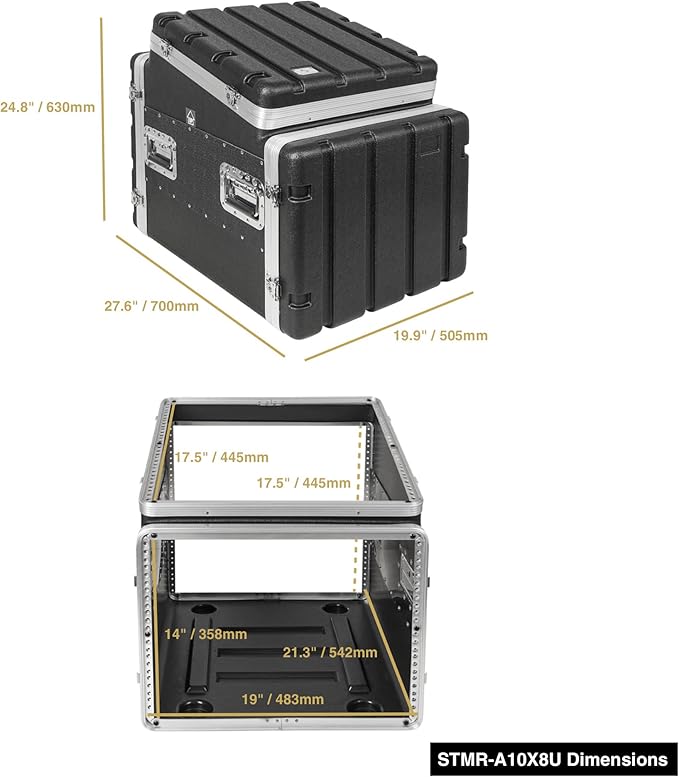 Sound Town Lightweight and Compact 8U ATA ABS Rack Case, - Image 7