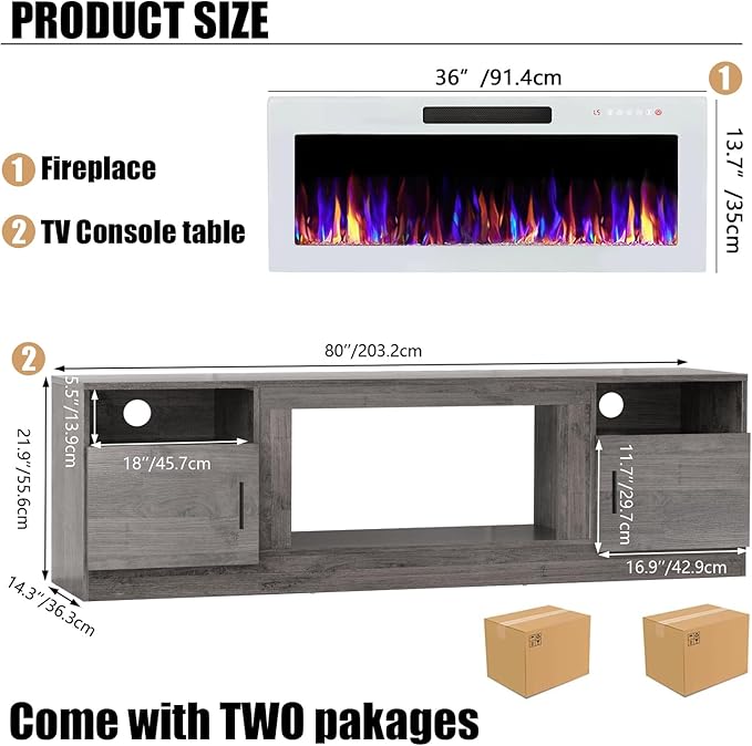 VITESSE TV Stand Fireplace - Image 2